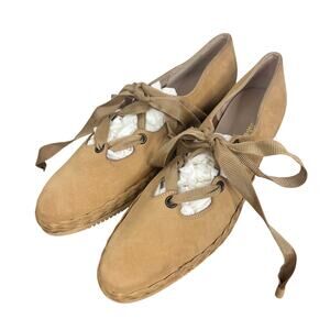 Salvatore Ferragamo Boutique Tan Suede Lace Espadrilles Size 9